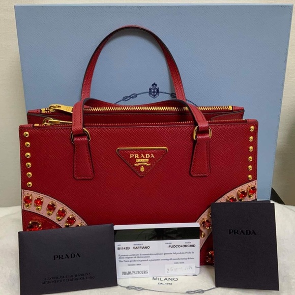 RARE✨ PRADA Saffiano Lux Double Zip Tote - Mini - Picture 11 of 12